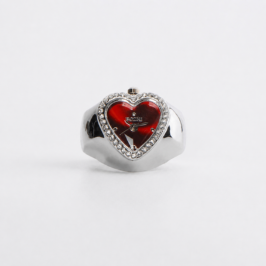 Anillo Corazón | Rojo Plata