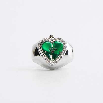 Anillo Corazón | Verde Plata