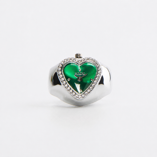 Anillo Corazón | Verde Plata