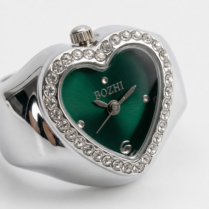 Anillo Corazón | Verde Plata