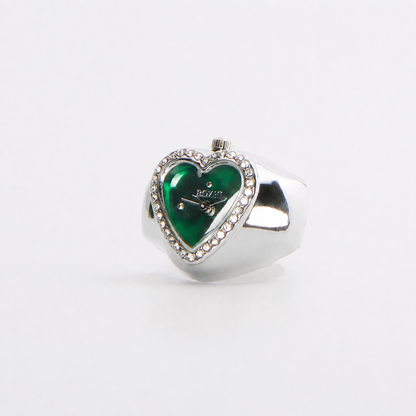 Anillo Corazón | Verde Plata