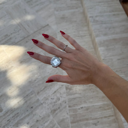 Anillo Cleef | Blanco Plata